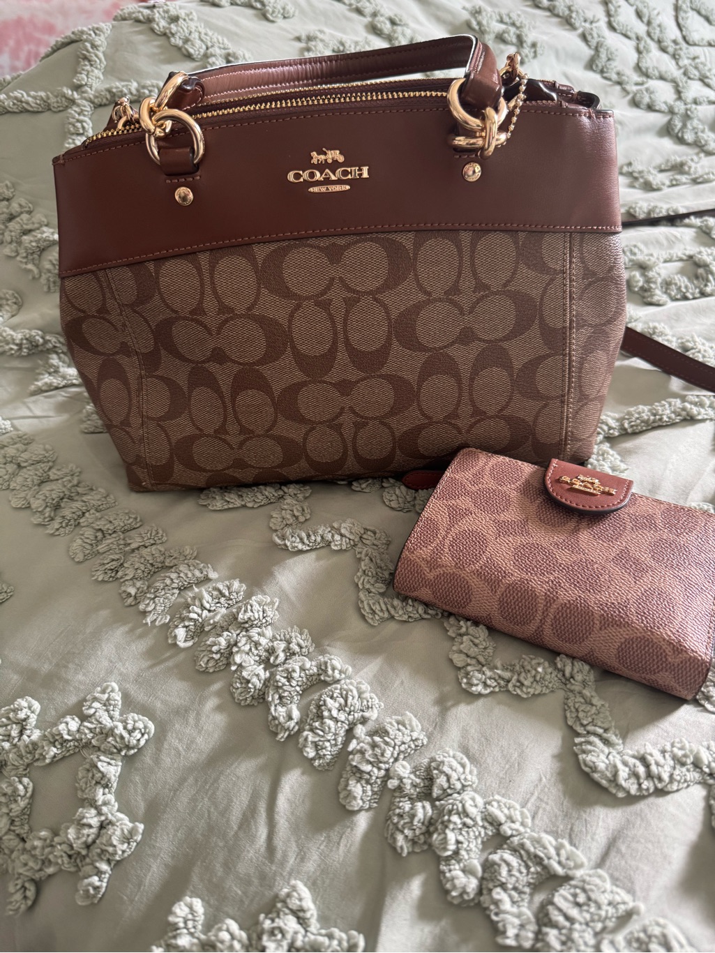 Coach Brown Signature Brooke Carryall Shoulder Bag With Matching Wallet